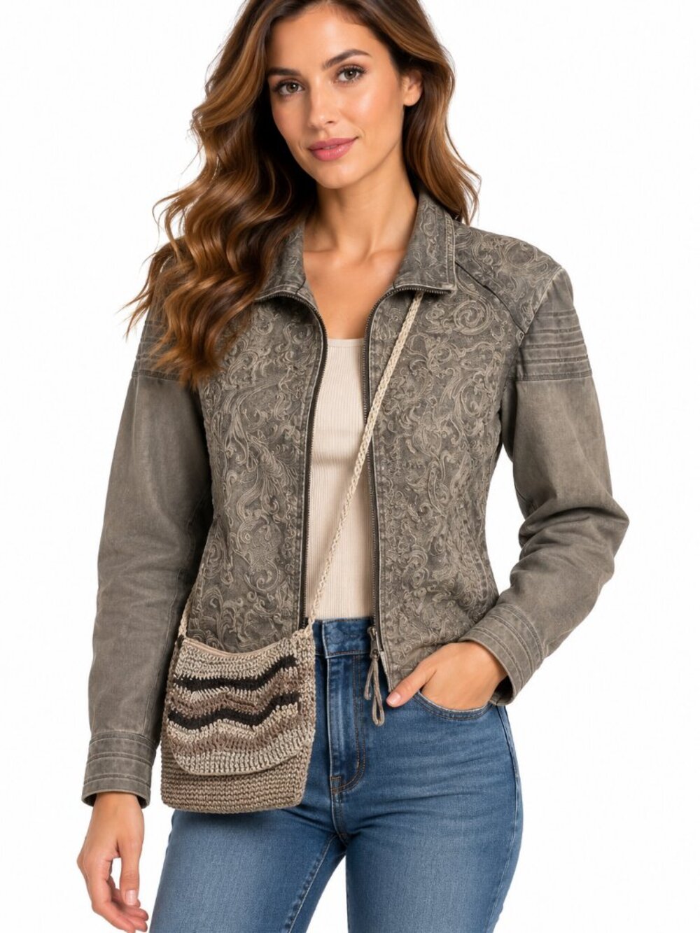 Elisa Cavaletti Daniela Dallavalle Italian Embroidered Moto Jacket & Crochet Bag